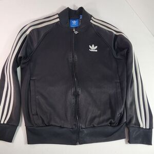 Adidas Black Track Jacket with White Stripes